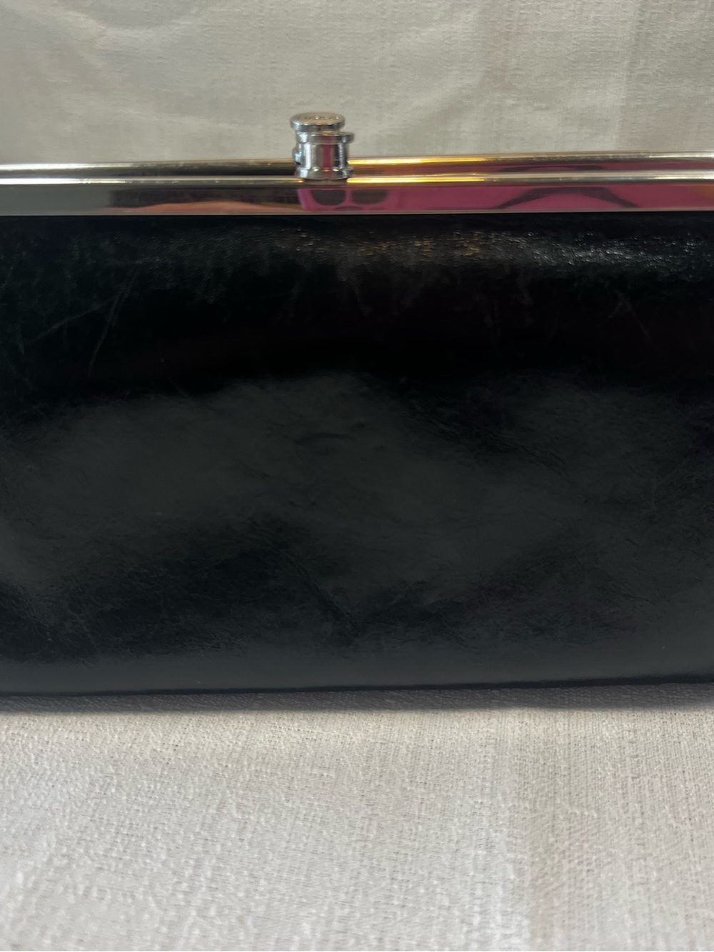 HOBO International Lauren Black Leather Double Kiss Lock Clutch Wallet